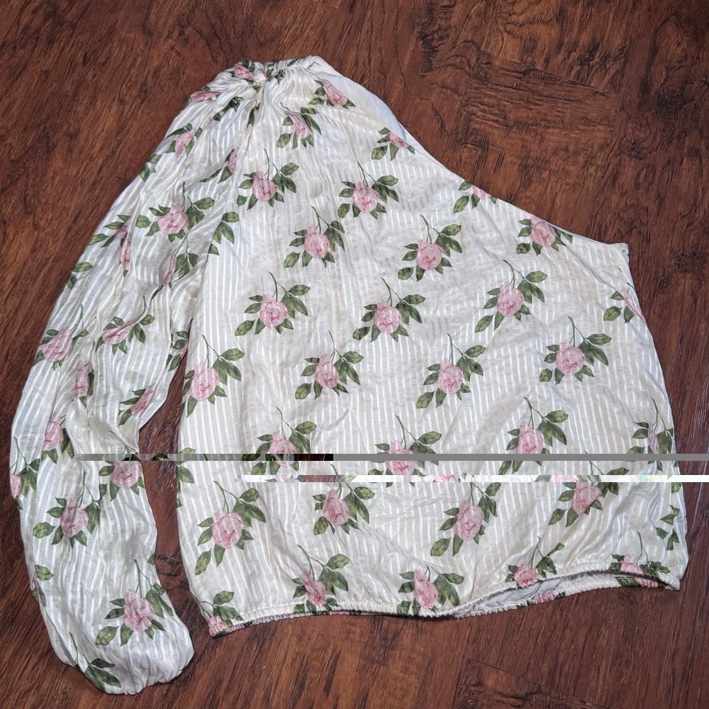 Cami NYC Womens Lenore Silk Floral Print One Shoulder Blouse White Size M - Picture 4 of 6